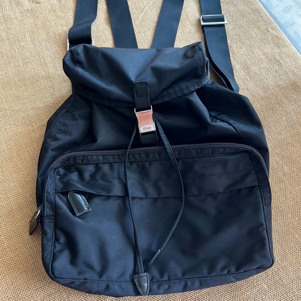 Prada back pack black bag